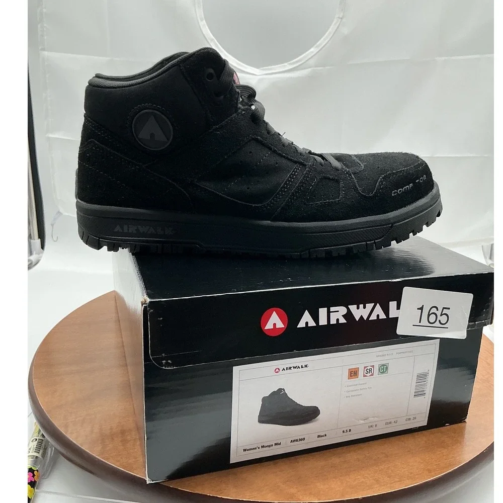 Airwalk Mongo Mid CT Composite Toe Work Boots Black Suede EH SR AW6360 Mens 8
